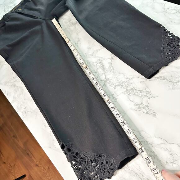 Soft‎ Surroundings Black Straight Ankle Jeans Lace Crochet Ankle women’s size 14 - Picture 14 of 14
